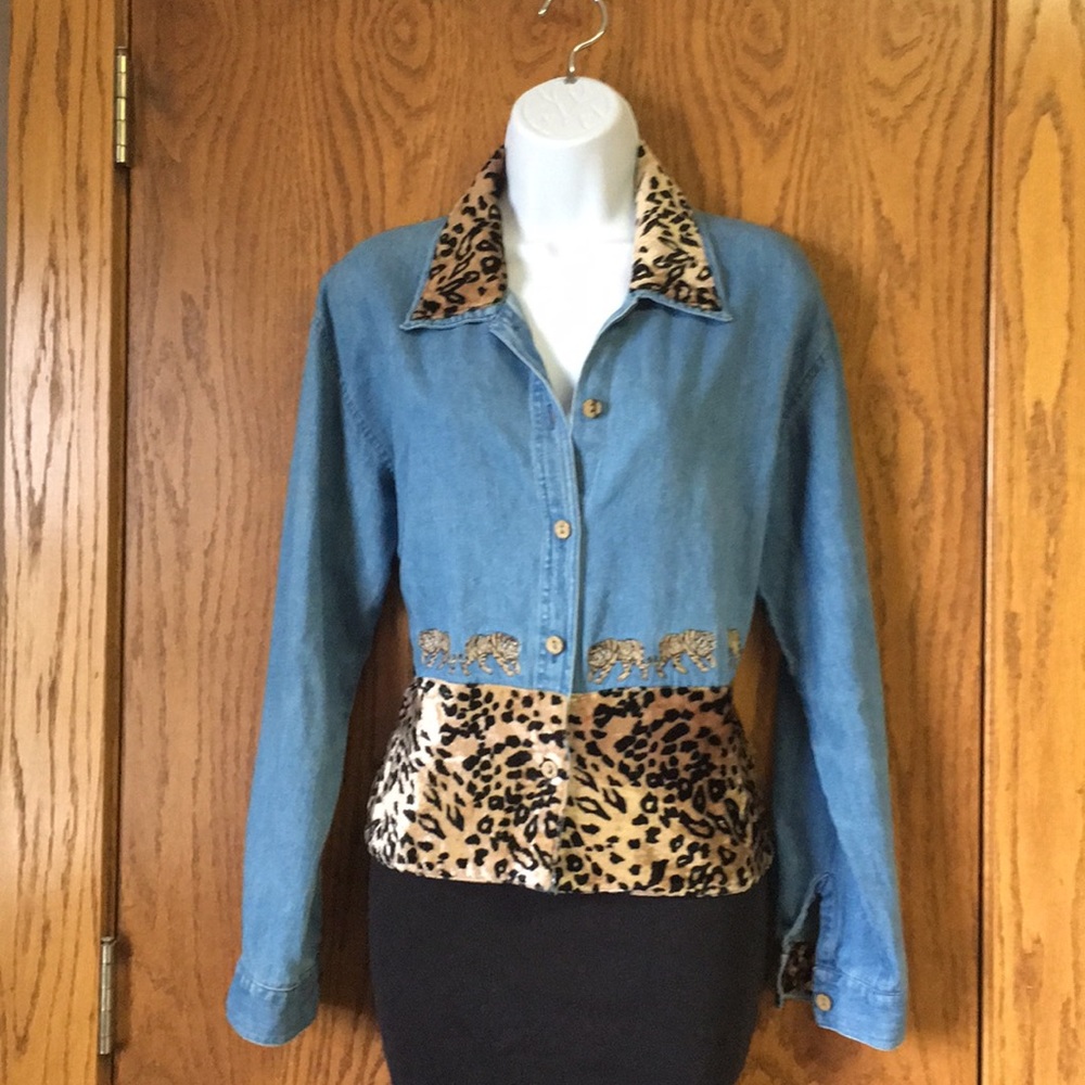 Safari Tantrum Blues Denim Jacket/Top with animal print